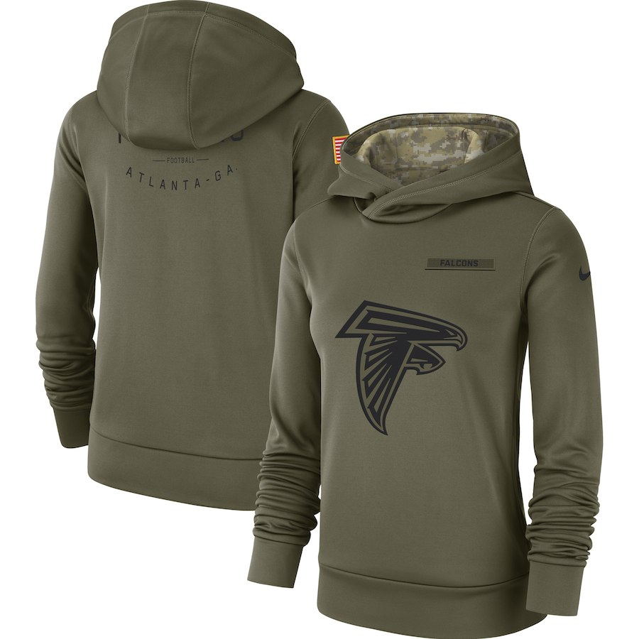 Women's Atlanta Falcons Olive Salute to Service Team Logo Performance Pullover NFL Hoodie